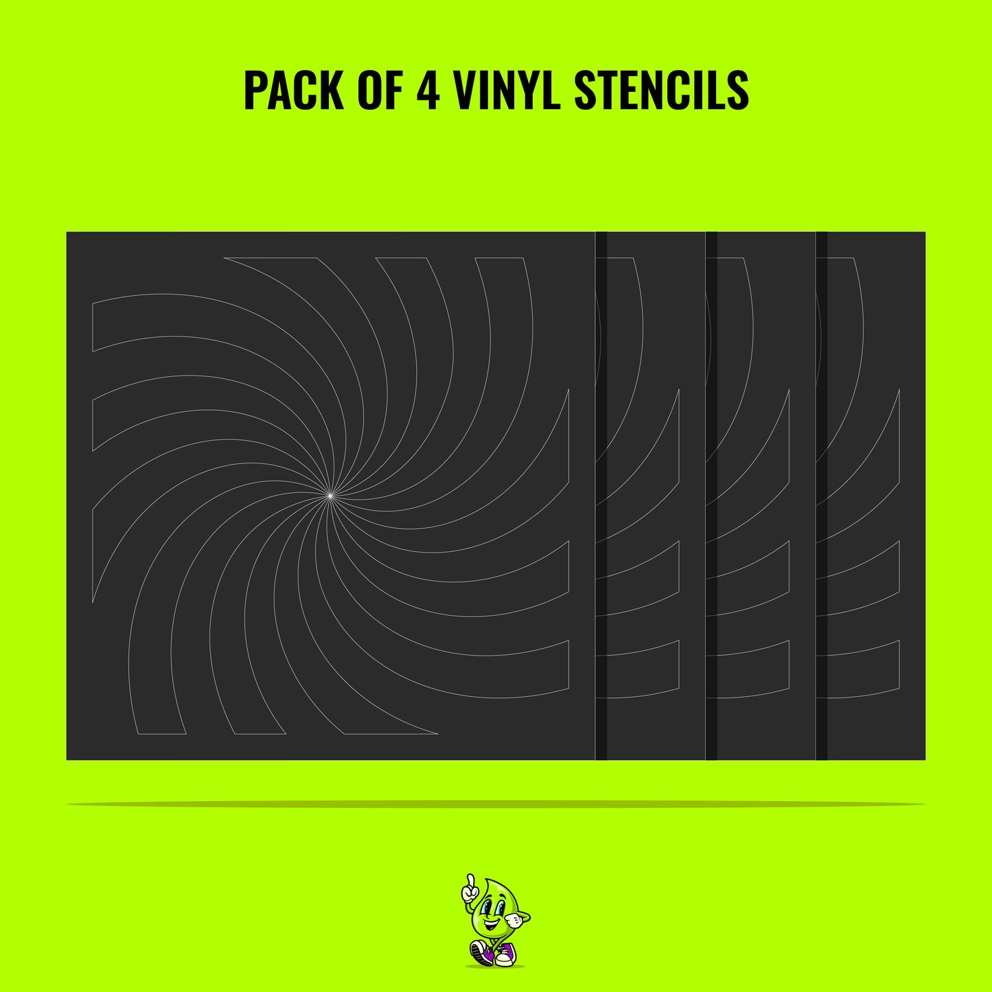 Spiral Vinyl Stencil Pack – Set of 4