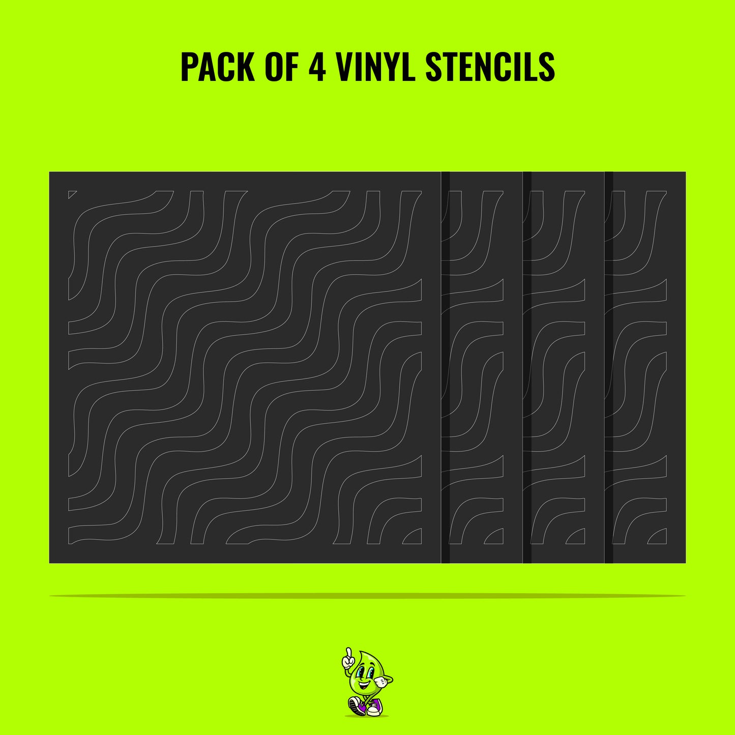 Waves Vinyl Stencil Pack – Set of 4